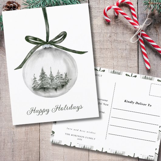 Watercolor Happy Holidays Christmas Ornament シーズンポストカード