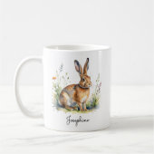 Watercolor Hare Country Wildlife Personalized コーヒーマグカップ (左)