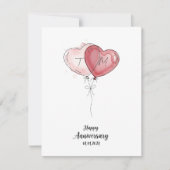 Watercolor Heart Anniversary Card Custom Couple シーズンカード (正面)