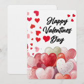 Watercolor Heart Balloon Happy Valentine's day  シーズンカード (正面/裏面)