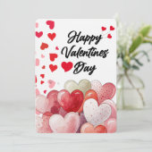 Watercolor Heart Balloon Happy Valentine's day  シーズンカード (スタンド正面)