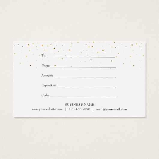 Watercolor Heart Gold Sprinkles Gift Certificate (裏面)