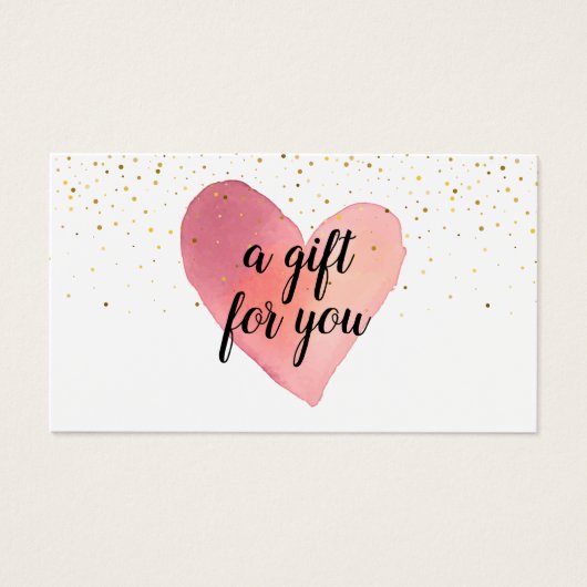 Watercolor Heart Gold Sprinkles Gift Certificate (正面)