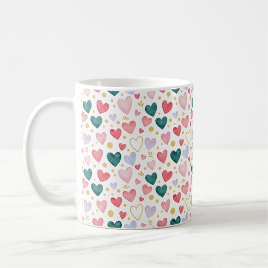 Watercolor Heart Jubilee コーヒーマグカップ (左)