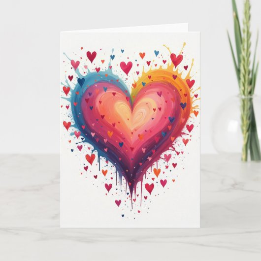 Watercolor Heart Love Card カード (正面)