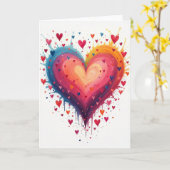 Watercolor Heart Love Card カード (黄色い花)