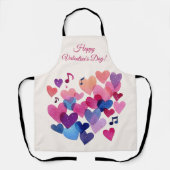 Watercolor Heart Melody Valentine's Day エプロン (正面)