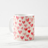 Watercolor Heart Pattern  コーヒーマグカップ (正面左)