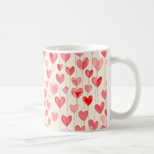 Watercolor Heart Pattern  コーヒーマグカップ (右)