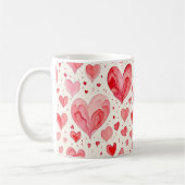 Watercolor Heart Pattern  コーヒーマグカップ (左)