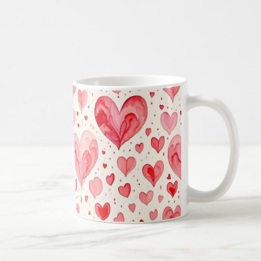 Watercolor Heart Pattern  コーヒーマグカップ (右)