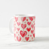 Watercolor Heart Pattern Collection コーヒーマグカップ (正面左)