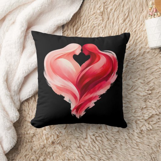 Watercolor Heart Throw Pillow | Pink Red Valentine クッション (ブランケット)