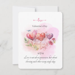 Watercolor Heart Valentine’s Day Card with Romanti ノートカード