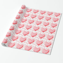 Watercolor Heart Valentine Wrapping Paper ラッピングペーパー