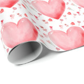 Watercolor Heart Valentine Wrapping Paper ラッピングペーパー (ロールコーナー)
