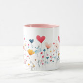 Watercolor Heart WildFlowers Valentines Mug マグカップ (中央)