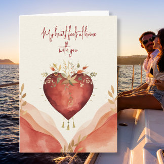 Watercolor Heart with Soft Florals and Warm Tones シーズンカード