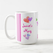 Watercolor Hearts EAT Drink Tea LOVE コーヒーマグカップ (左)