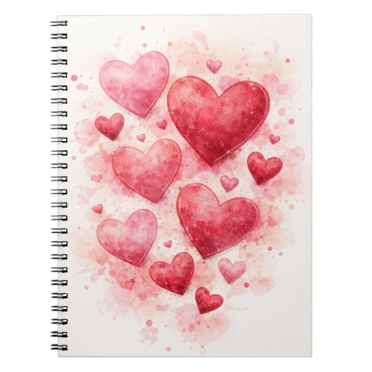 Watercolor Hearts Journal ノートブック (正面)