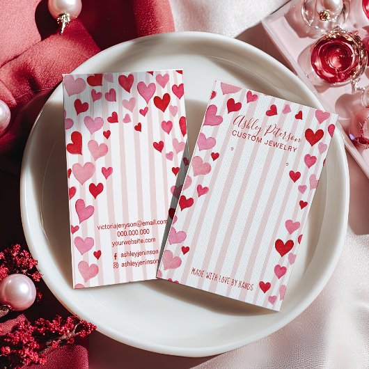 Watercolor Hearts Love Jewelry Earring Display 名刺