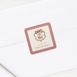 Watercolor Hedgehog Reading Book Baby Shower  スクエアシール