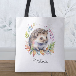 Watercolor Hedgehog Woodland Animal Personalized トートバッグ