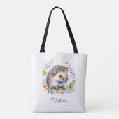Watercolor Hedgehog Woodland Animal Personalized トートバッグ (裏面)