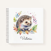 Watercolor Hedgehog Woodland Animal Personalized ノートブック (正面)