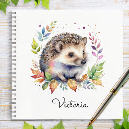 Watercolor Hedgehog Woodland Animal Personalized ノートブック