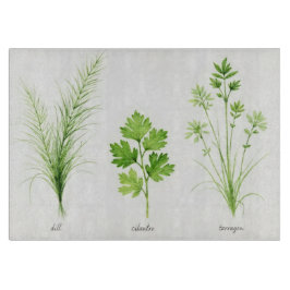 Watercolor Herb Glass Cutting Board カッティングボード