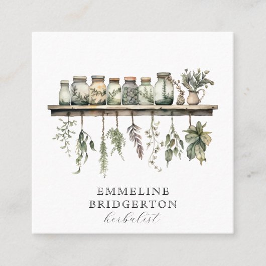 Watercolor Herbalist Apothecary スクエア名刺 (正面)