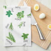 Watercolor Herbs Kitchen Hand Towel キッチンタオル (四つ折り)