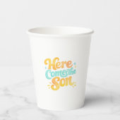 Watercolor Here Comes the Son Baby Shower Cups 紙コップ (裏面)
