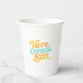 Watercolor Here Comes the Son Baby Shower Cups 紙コップ