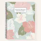 Watercolor Hibiscus Flowers tropical Personalized ノートブック (正面)
