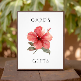 Watercolor Hibiscus Wedding Cards & Gifts Sign フォトプリント