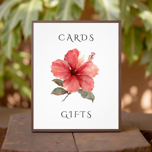 Watercolor Hibiscus Wedding Cards & Gifts Sign フォトプリント