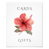 Watercolor Hibiscus Wedding Cards & Gifts Sign フォトプリント (正面)