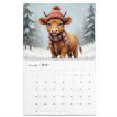 Watercolor Highland Cow 20xx カレンダー (1月 2027)