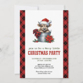 Watercolor highland cow in bucket Christmas 招待状 (正面)