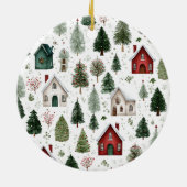 Watercolor Holiday Pattern Christmas Ornament セラミックオーナメント (裏面)