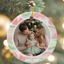 Watercolor Holiday Photo Ceramic Ornament セラミックオーナメント