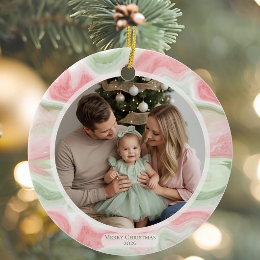 Watercolor Holiday Photo Ceramic Ornament セラミックオーナメント