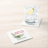 Watercolor Holly Berries Bouquet Christmas ペーパーコースター (インサイチュ)