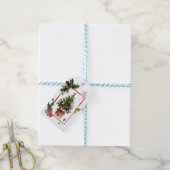 Watercolor Holly Berries Christmas Tree Holiday ギフトタグ (より糸付き)