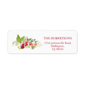 Watercolor Holly Berry Christmas Address Label ラベル (正面)