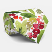 Watercolor Holly Berry Christmas Neck Tie ネクタイ (ロール)
