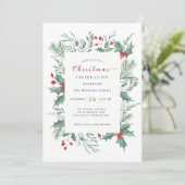 Watercolor  Holly Christmas Celebration Invitation 招待状 (スタンド正面)