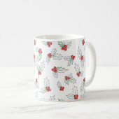 Watercolor Holly Leaves and Red Berries Christmas コーヒーマグカップ (正面右)